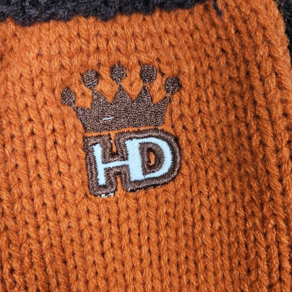 HIP DOGGIE Doggie Styles Ski Lodge Dog Cable Knit Sweater XL‎ Orange Brown NEW